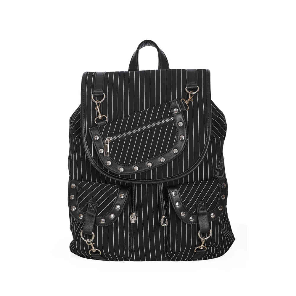Banned - Black Core Pinstripe Rucksack - Schwarz
